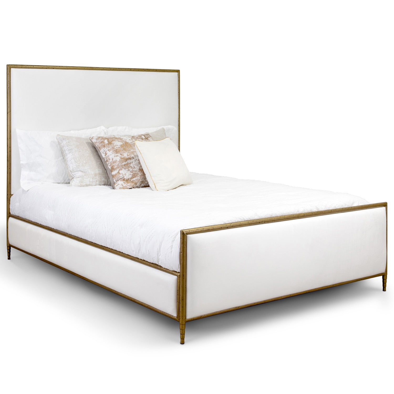 Iron deals upholstered bed