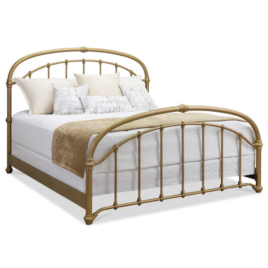 Birmingham Iron Bed 1078 Wesley Allen Queen Opaque Gold Finish Matriae