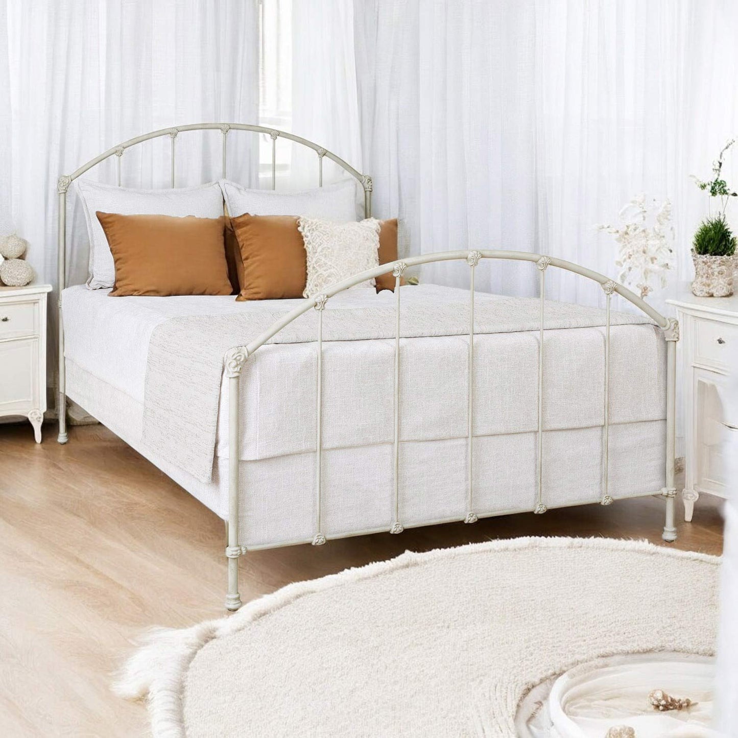 Coventry Iron Bed 7160 Wesley Allen Queen CBMPF Rustic Ivory Finish Matriae