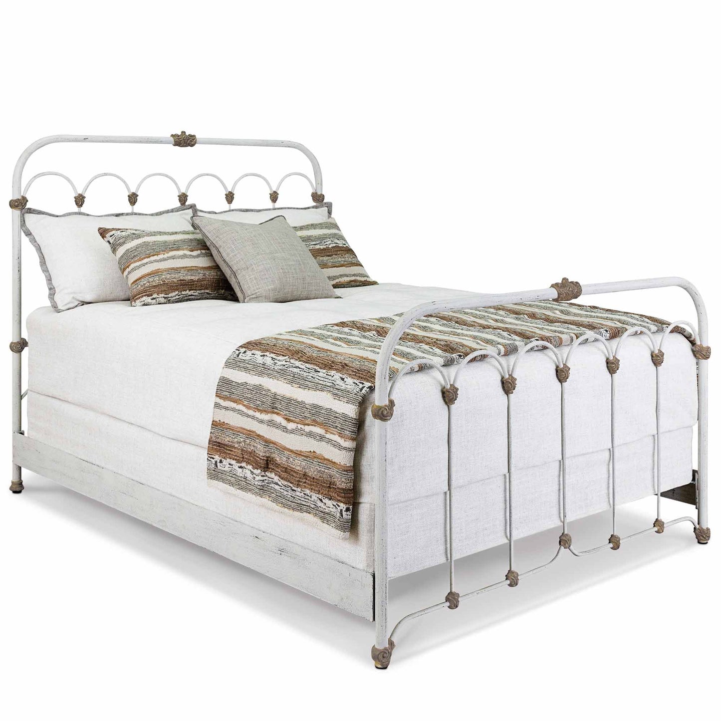 Hillsboro Iron Bed 1098 Wesley Allen Queen CBMPF Vintage White Finish Matriae