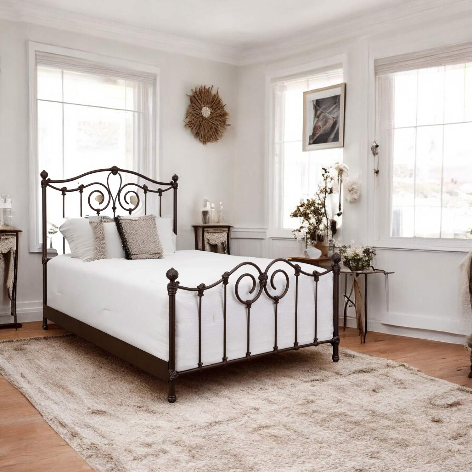 Olympia Iron Bed 7165 Wesley Allen Queen CBMPF Natural Rust Finish Matriae