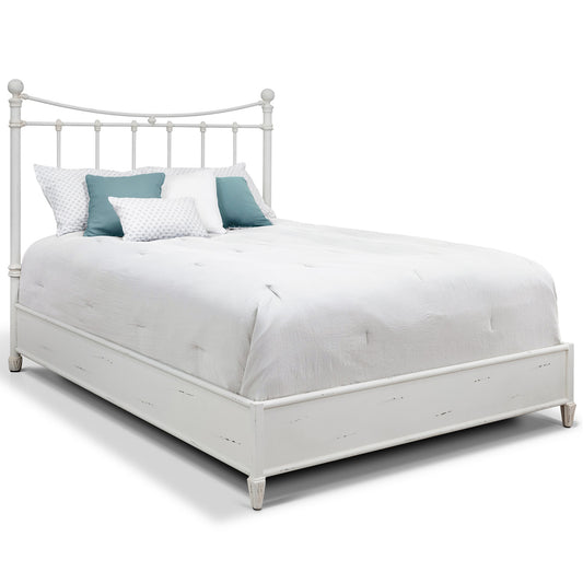 Quati Iron Headboard Metal Surround Bed 1046MS Wesley Allen Queen Cottage White Finish Matriae