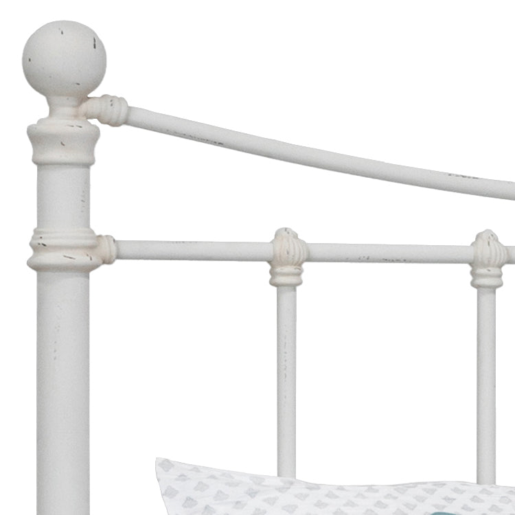 Quati Iron Headboard Metal Surround Bed 1046MS Wesley Allen Queen Cottage White Finish Matriae