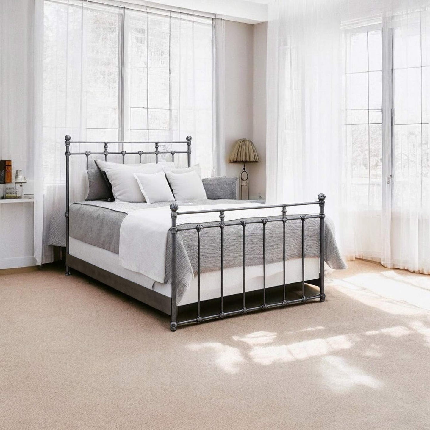 Sena Iron Bed 1004 Wesley Allen Queen Silver Bisque Finish Matriae