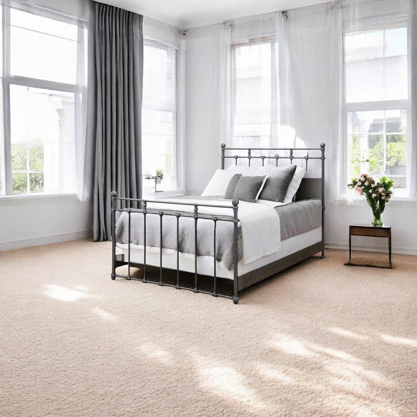 Sena Iron Bed 1004 Wesley Allen Queen Silver Bisque Finish Matriae