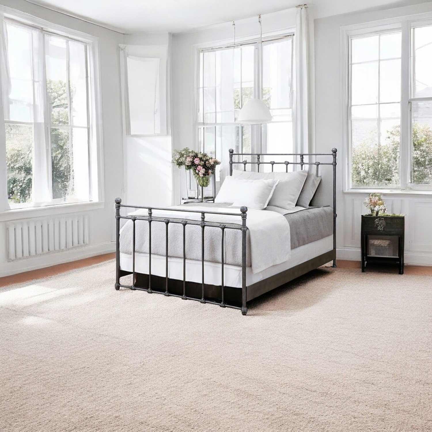 Sena Iron Bed 1004 Wesley Allen Queen Silver Bisque Finish Matriae