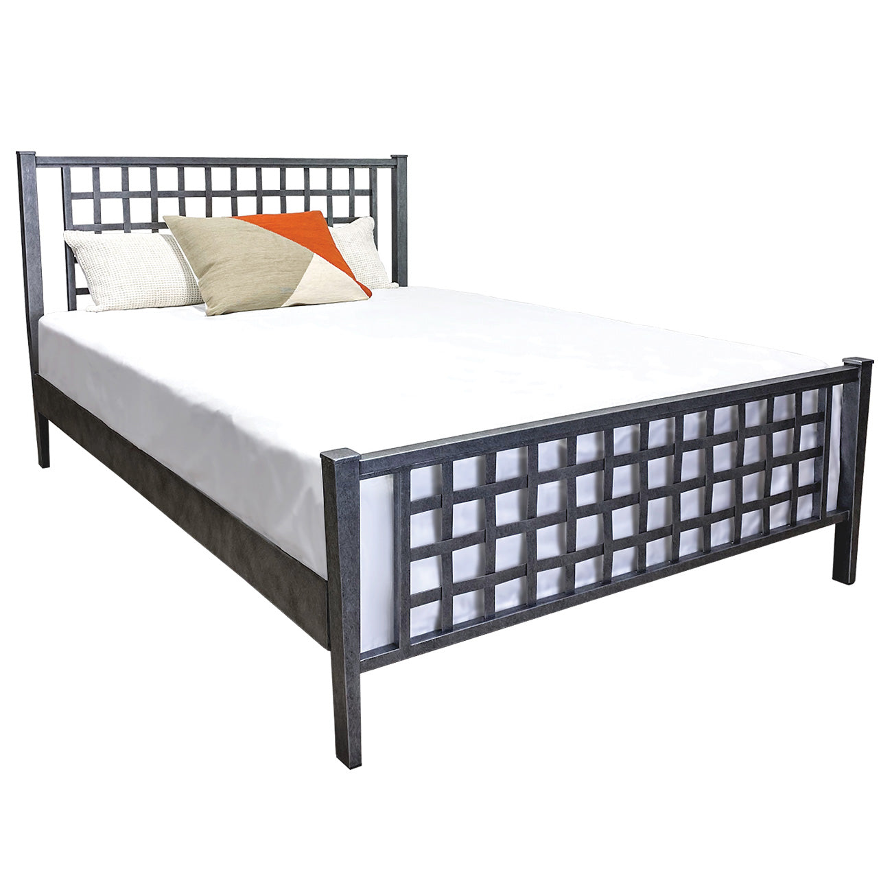 High End Iron Beds Solid Wrought Iron Headboards Page 2 Matriae   Xander Iron Bed 1321 Wesley Allen Queen Cbmpf Silver Bisque Finish Matriae Angle 